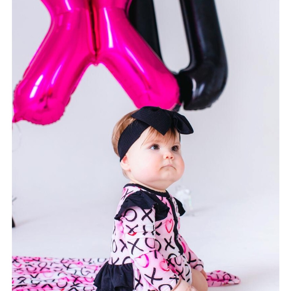 Bums and roses Pink and Black XO Kids One Piece